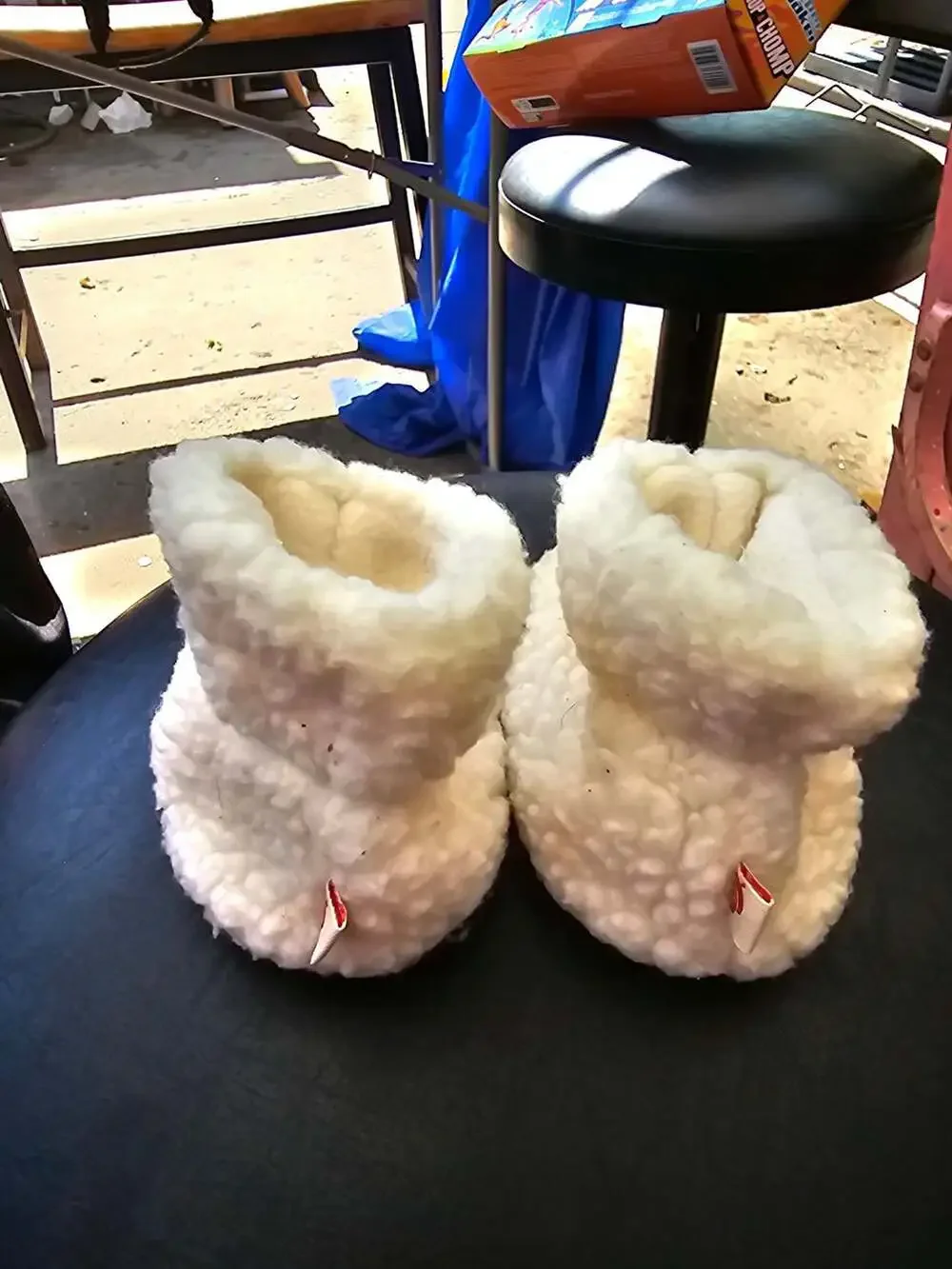 Acorn Tot Bambini Faux Fur Bootie Slippers 6-12 Months White